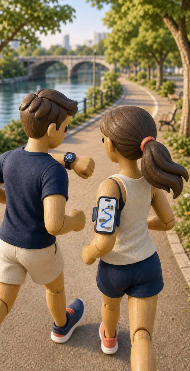 A runner out on her route, the run being tracked