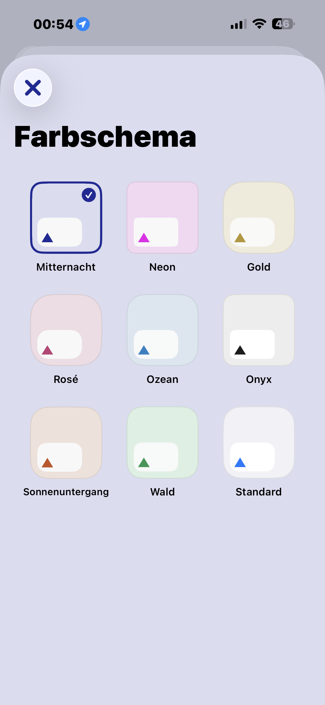 Farbschema in Navigate Back