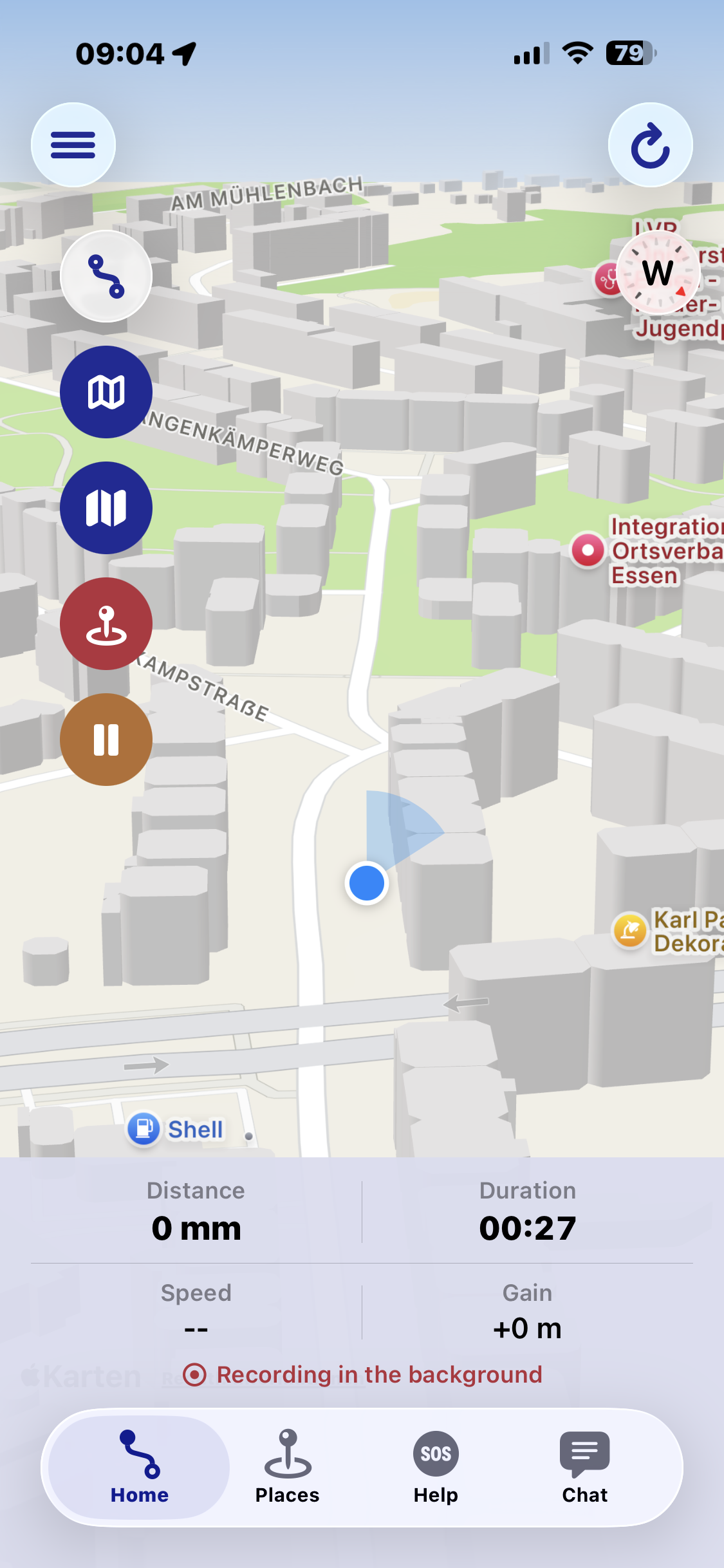 Moving freely and recording a route