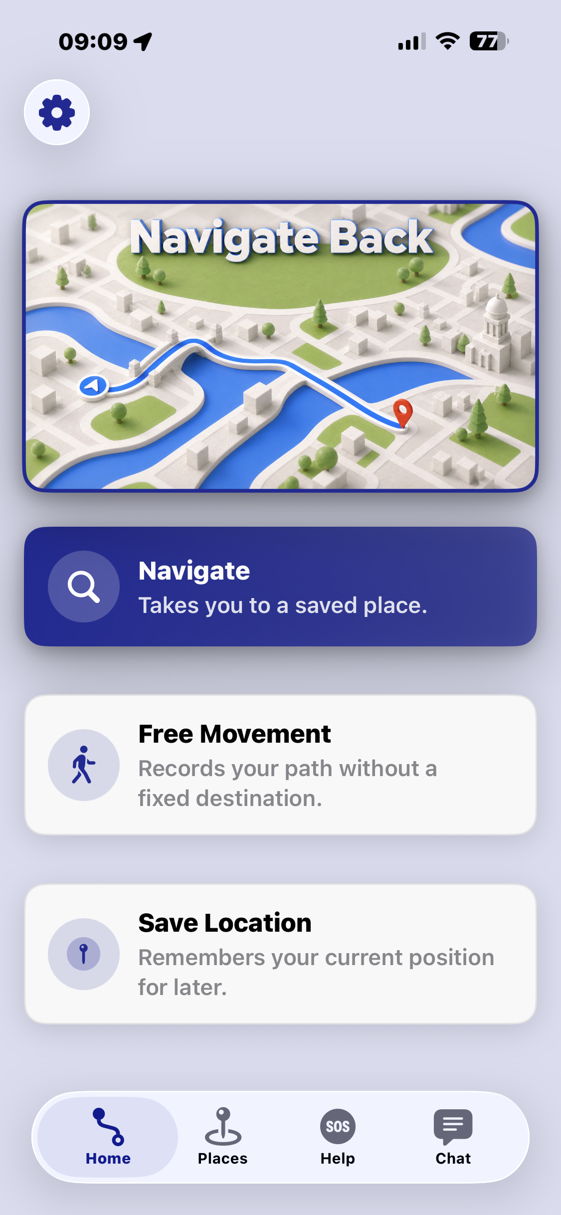 Navigate Back start screen