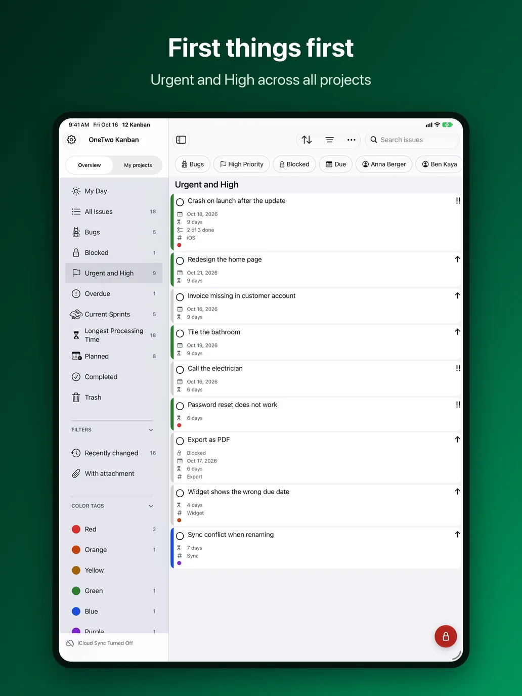 OneTwo Kanban on the iPad, Image 4 of 10: First things first