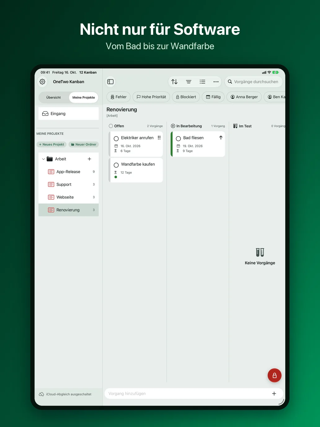 OneTwo Kanban auf dem iPad, Bild 10 von 10: Nicht nur für Software