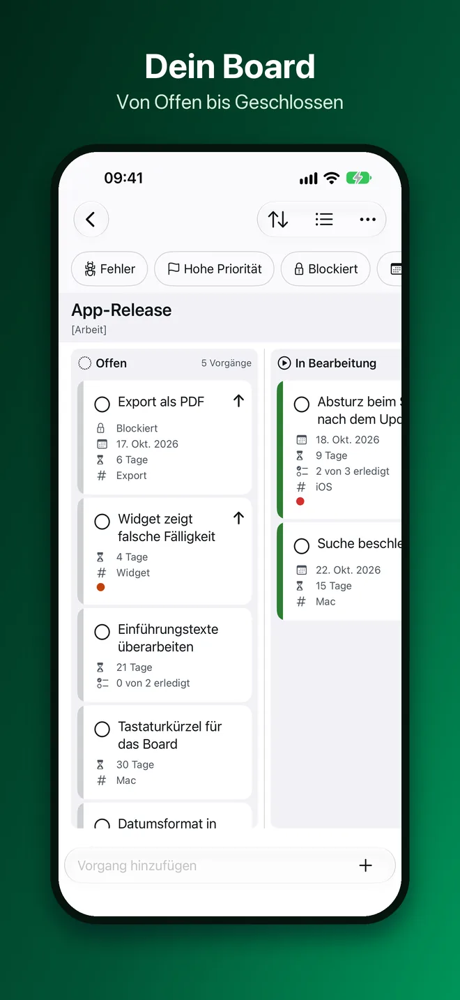 OneTwo Kanban auf dem iPhone, Bild 1 von 10: Dein Board