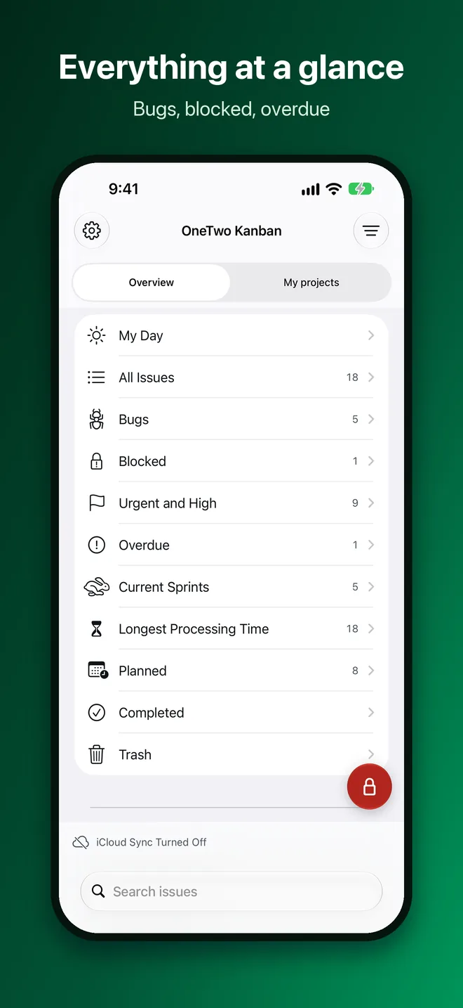 OneTwo Kanban on the iPhone, Image 4 of 10: Everything at a glance