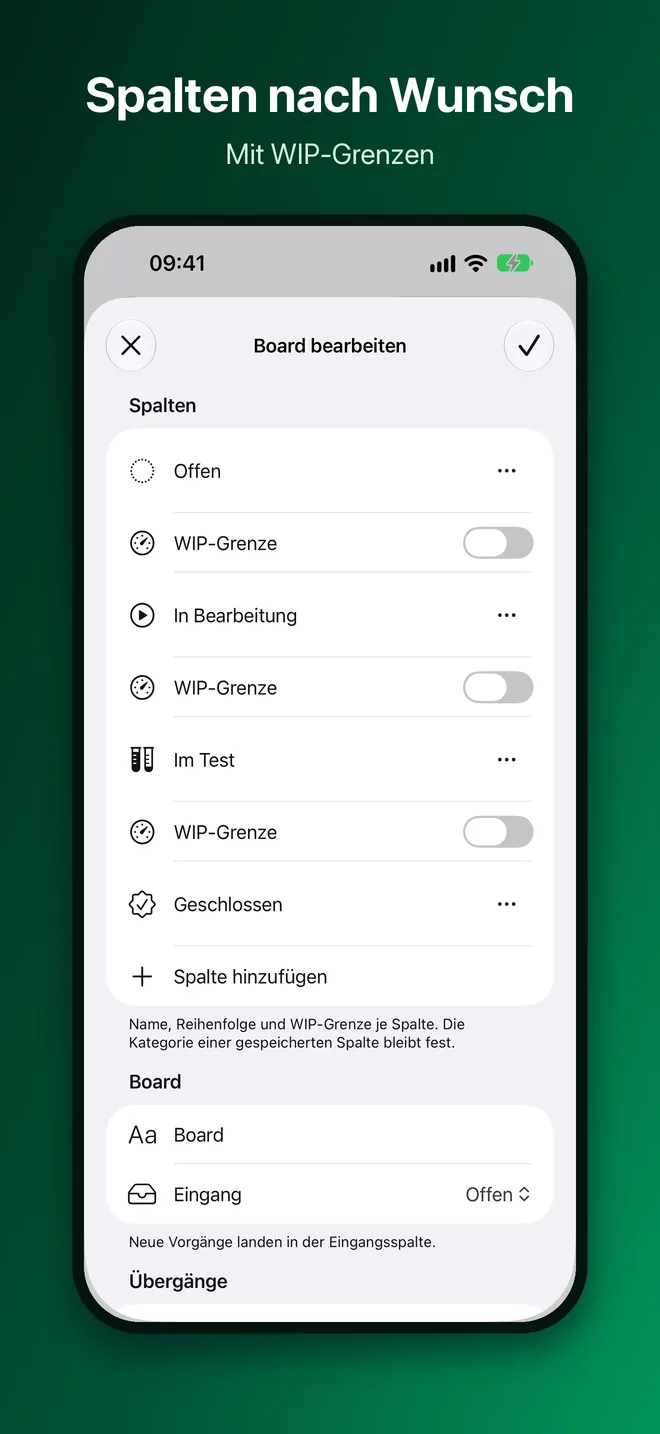 OneTwo Kanban auf dem iPhone, Bild 8 von 10: Spalten nach Wunsch