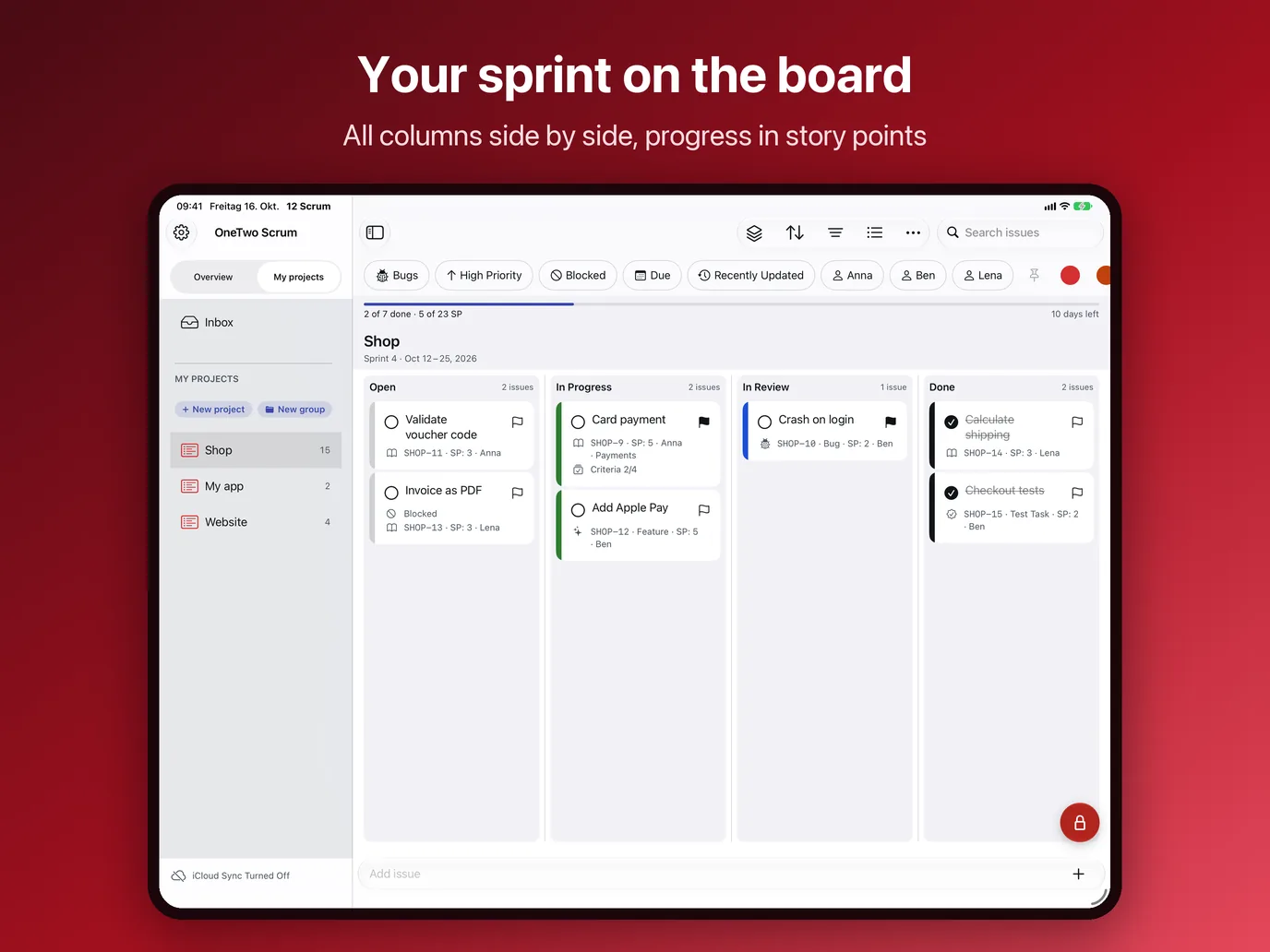 iPad, image 1 of 10: Your sprint on the board