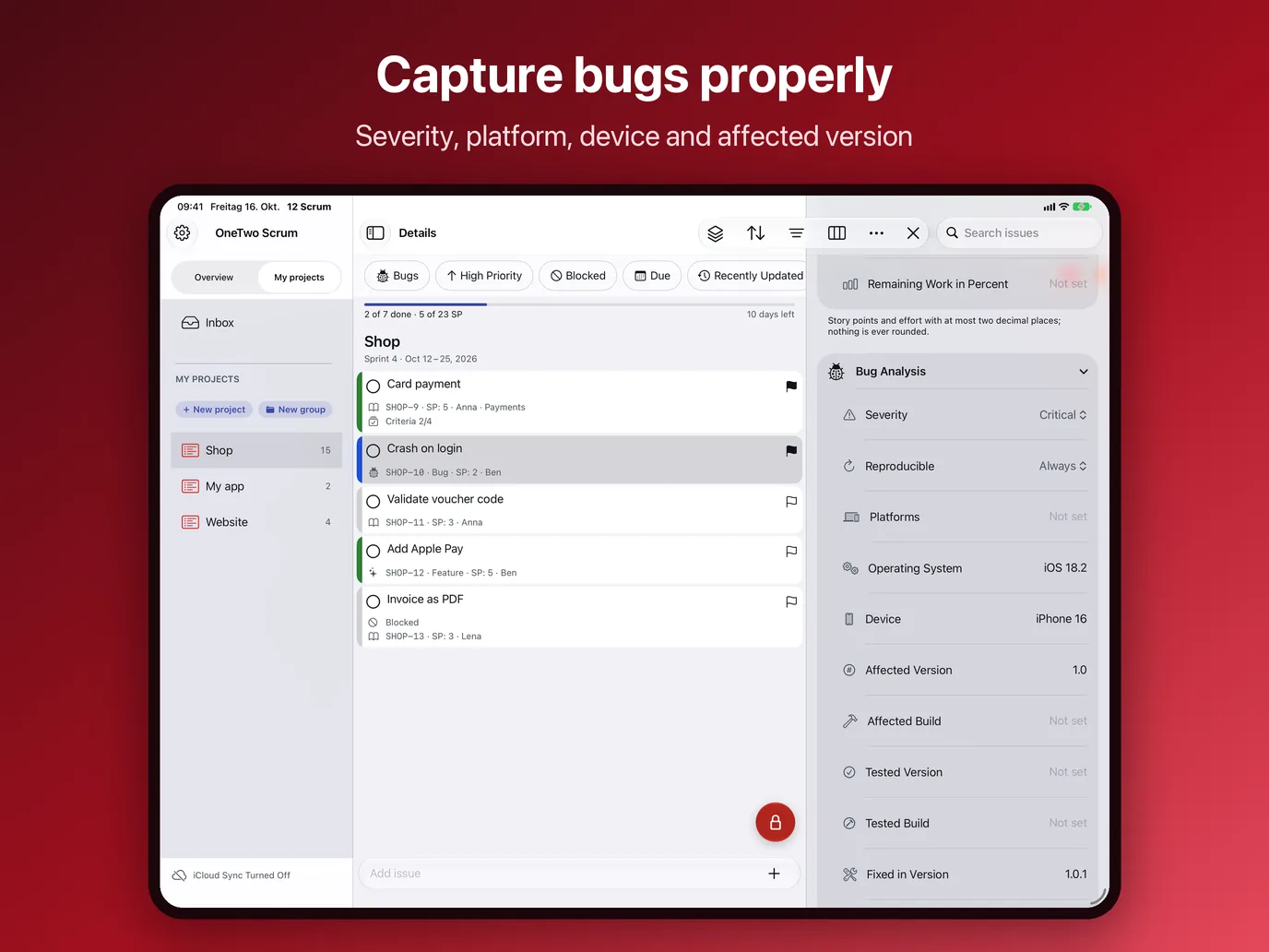 iPad, image 5 of 10: Capture bugs properly