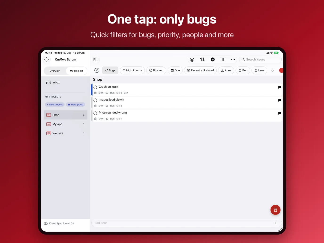iPad, image 6 of 10: One tap: only bugs