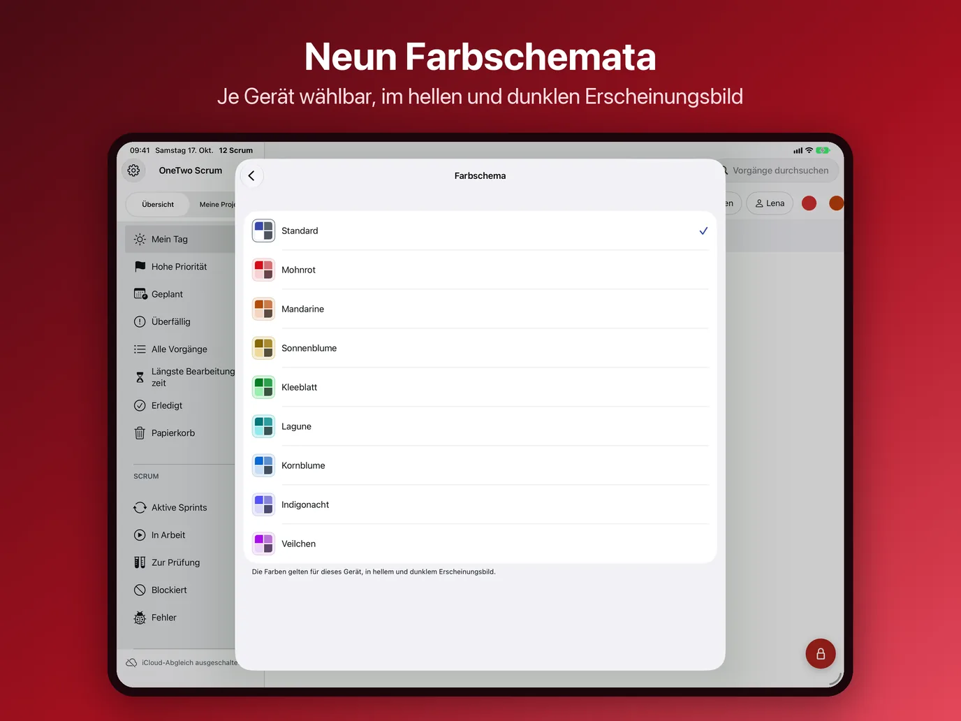 iPad, Bild 10 von 10: Neun Farbschemata
